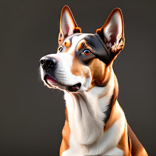 Adorable chien Basenji sur fond sombre Portrait de chien mignon Art numérique