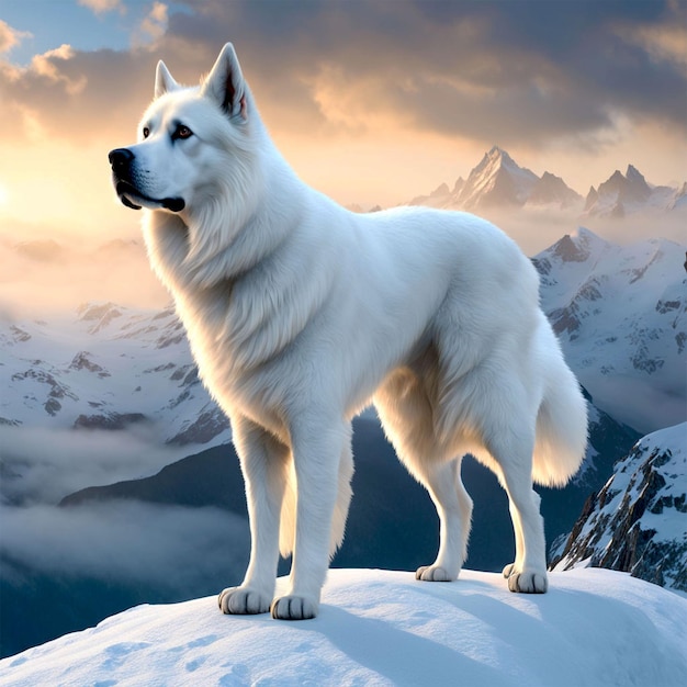 Adorable chien blanc qui a l'air très mignon généré par AI