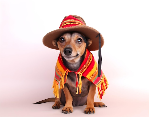 Adorable chien avec chapeau sombrero mexicain mode Cinco De Mayo