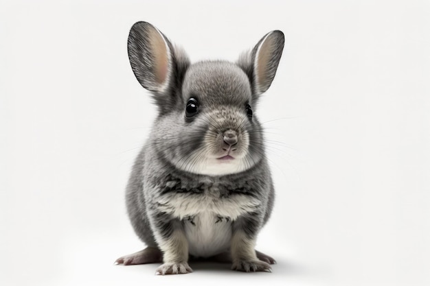 Adorable chiot chinchilla gris de 2 ans posant en studio sur fond blanc