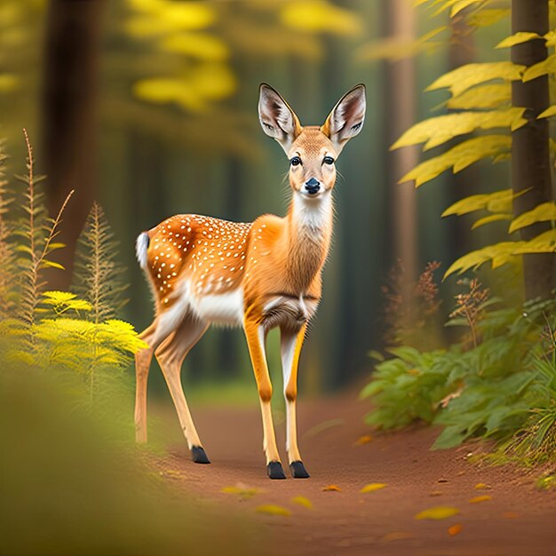 Adorable faon de chevreuil en forêt Scène de la faune dans la nature