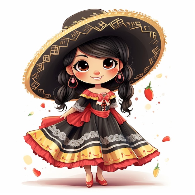 Une adorable fille mexicaine de dessin animé