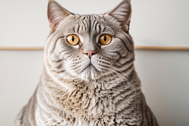 Adorable gros plan d'un chat domestique mignon avec des moustaches regardant la caméra