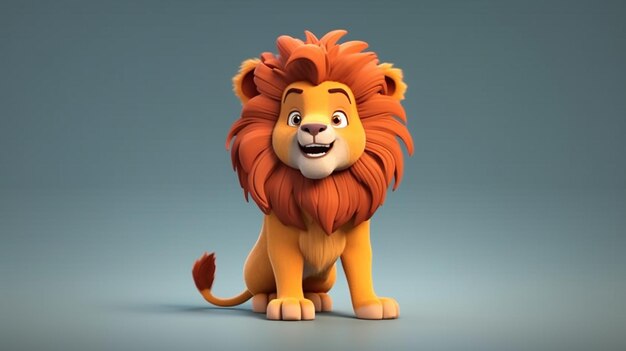 une adorable IA générative de dessin animé de lion animé en 3d