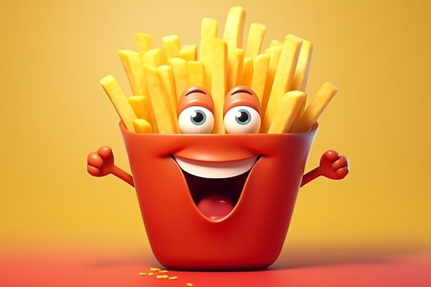 Adorable illustration de personnage de frites IA générative