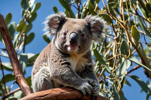 Photo l'adorable koala dans l'eucalyptus