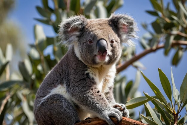 Photo l'adorable koala dans l'eucalyptus