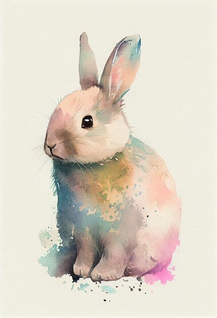 adorable lapin de pâques minimaliste aquarelle