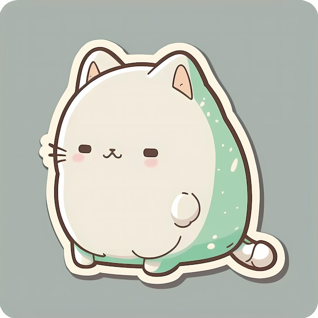 adorable et mignon chat kawaii Sticker Design Illustration