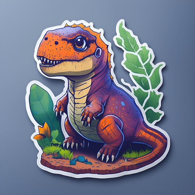 Adorable mignon TRex autocollants Art vectoriel 3D capricieux avec une esthétique rétro