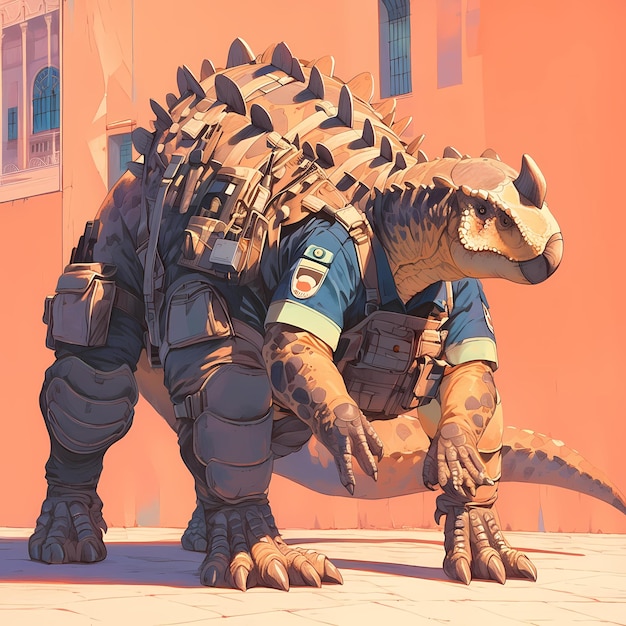 L'adorable officier de sécurité d'Ankylosaurus en patrouille