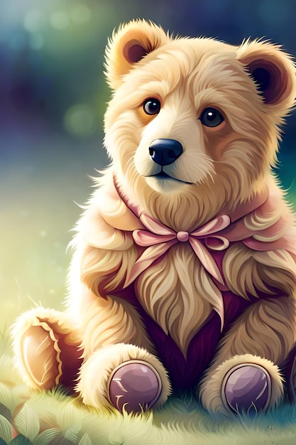 Adorable ours en peluche dans de délicieuses couleurs pastel.