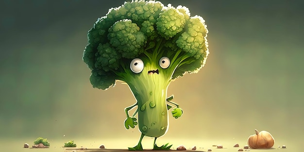 Adorable personnage animé de brocoli