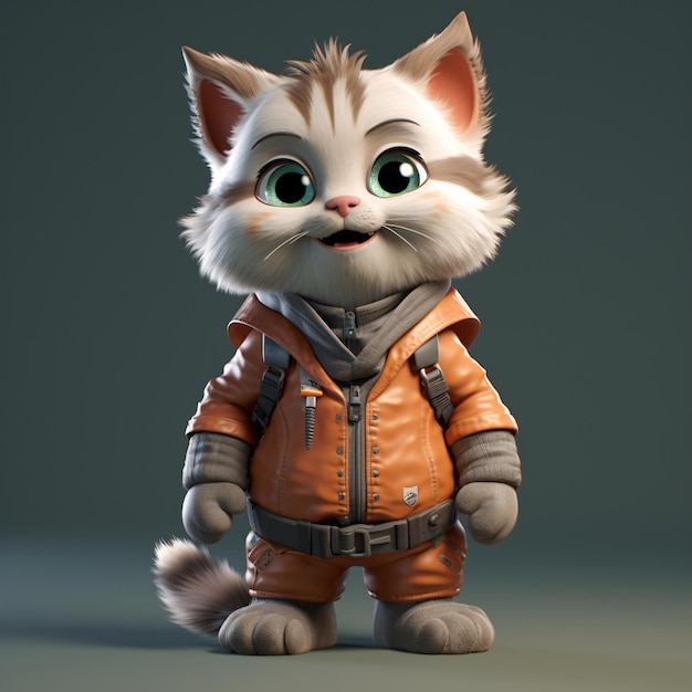 Adorable personnage de chat mignon en 3D