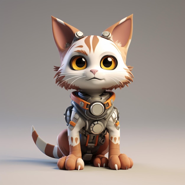 Adorable personnage de chat mignon en 3D