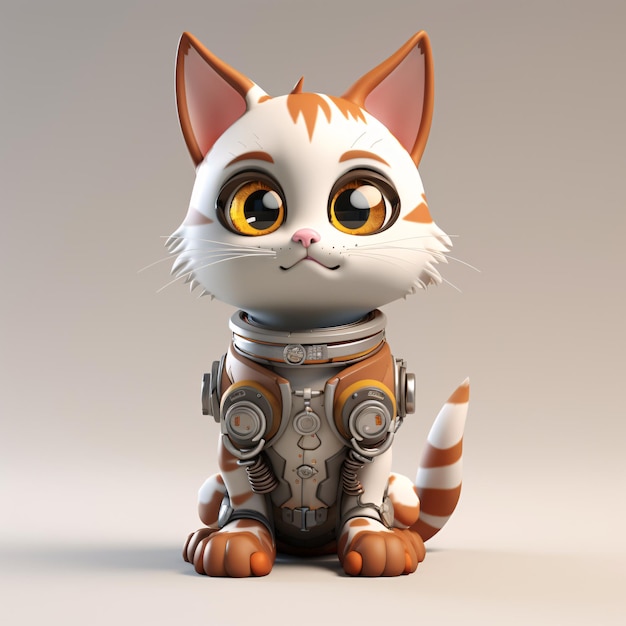 Adorable personnage de chat mignon en 3D