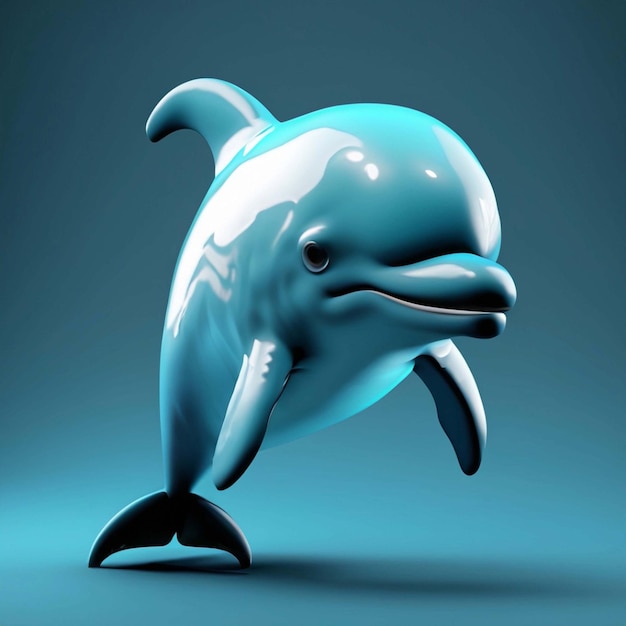 Adorable personnage de dauphin de dessin animé 3D débordant d'IA générative de joie joyeuse et ludique
