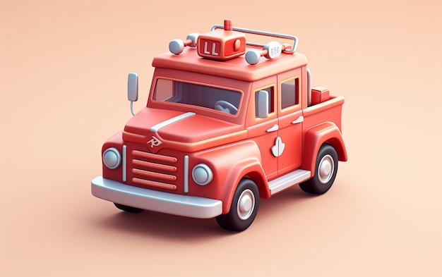 Adorable et petit camion de pompiers isométrique