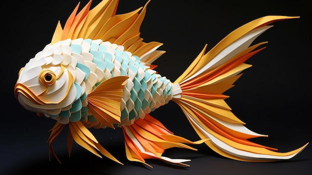 Adorable sculpture en papier poisson exotique origami