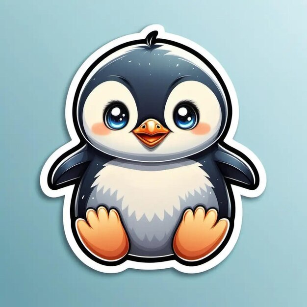 Adorable StickerStyle Baby Penguin avec un design ultra détaillé Un bébé penguin mignon style autocollant ult