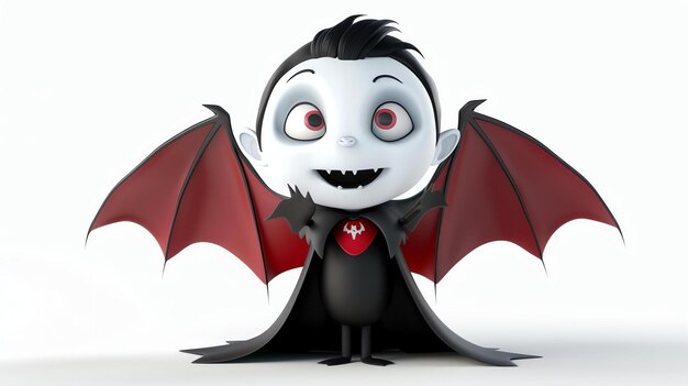 Photo adorable vampire 3d avec un sourire malicieux prêt à enchanter vos dessins d'halloween parfait pour les cartes de vœux invitations ou des projets à thème effrayant