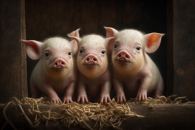 Adorables bébés cochons dans un trio AI