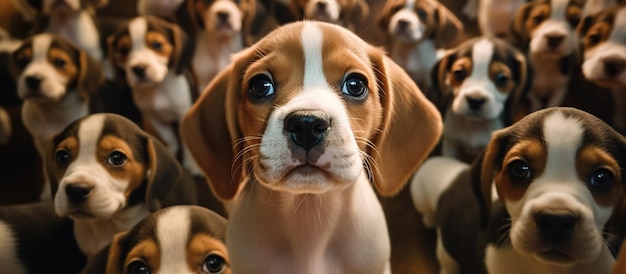 Adorables chiots beagle dans leur résidence Generative AI