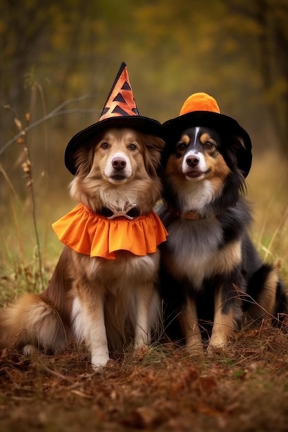 Adorables compagnons canins en tenue d'Halloween