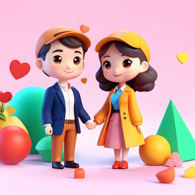 Adorables illustrations de couples en 3D