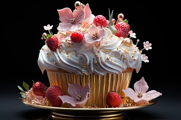 Photo adornado cupcake fées au chocolat et magie générative ia