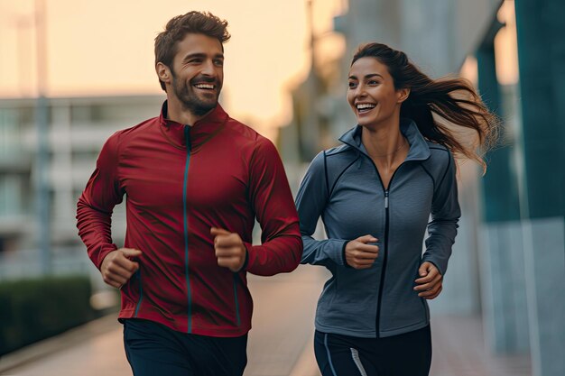 Adultes faisant du jogging le matin Generative Ai