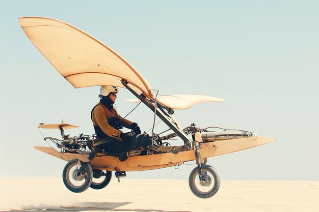 Photo aéronef à propulsion humaine dispositif volant actionné manuellement avec des mécanismes à propulsion humaine.