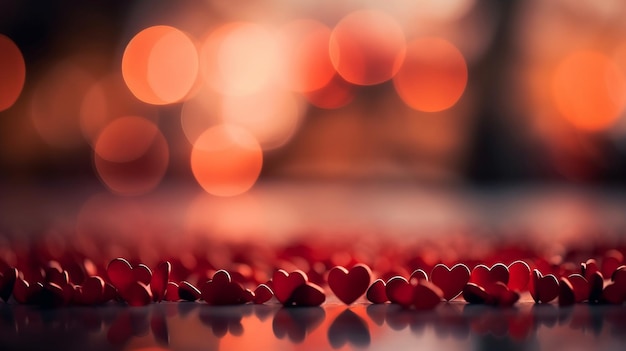 Affection douce forme de cœur rouge fond Bokeh