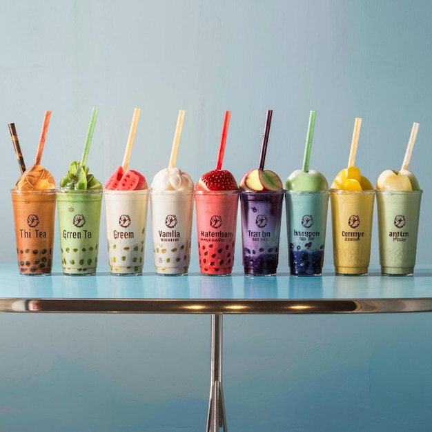 un affichage de boissons colorées dont une qui dit glax