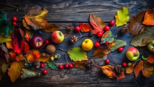 Un affichage coloré des feuilles et des fruits d'automne