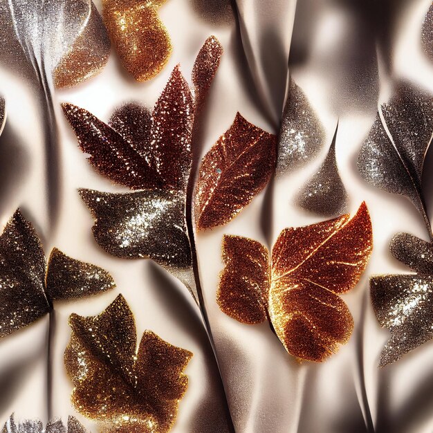 Un affichage coloré de feuilles avec des paillettes d'or dessus