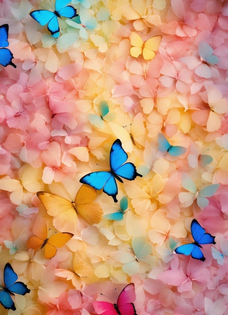 un affichage coloré de papillons et de fleurs avec des papillons