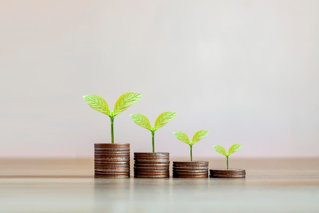 Affichage des développements financiers et de la croissance des entreprises avec un arbre en pleine croissance sur une pièce de monnaie