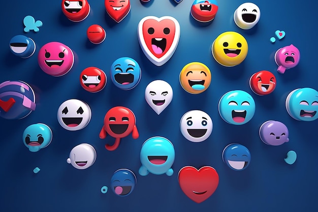 Affichage d'emojis animés en 3D et de likes