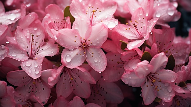 Affichage fascinant de couleurs et de textures avec de grandes fleurs de rhododendrons agitées générées par l'IA