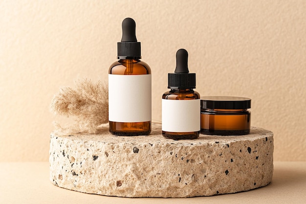Affichage minimaliste des produits de soins de la peau