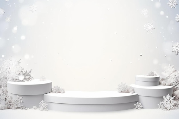 un affichage de Noël blanc avec des flocons de neige sur le mur.