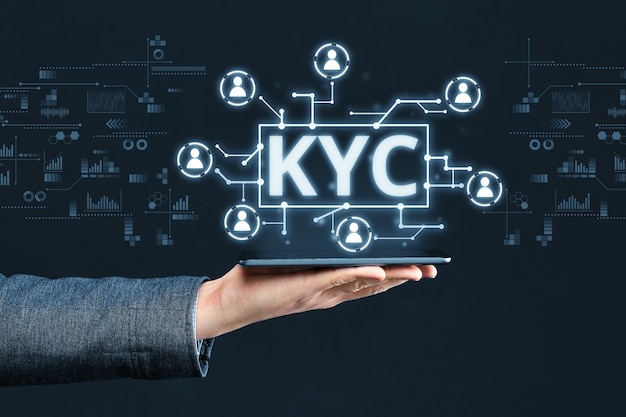 Affichage numérique abstrait avec image conceptuelle KYC