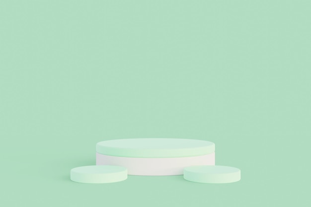 Affichage de produit de piédestal de podium de cylindre blanc minimaliste sur fond pastel vert rendu 3d