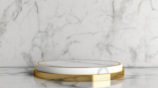 L'affichage de produits minimalistes avec un piédestal cylindrique sur un fond de marbre offre une scène élégante pour présenter des articles haut de gamme