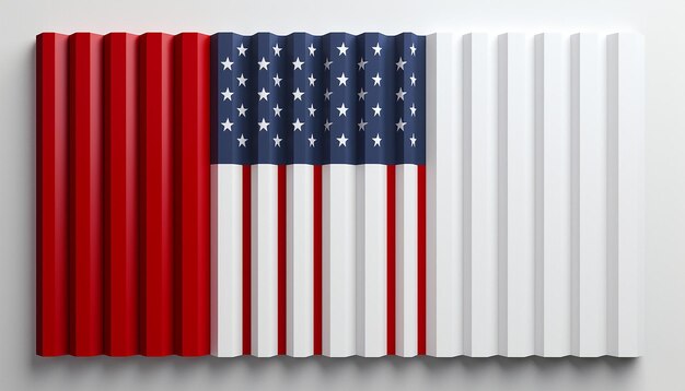 une affiche 3D d'un drapeau américain minimaliste avec une bande se transformant en une chronologie de la guerre civile
