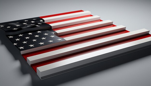 Photo une affiche 3d d'un drapeau américain minimaliste avec une bande se transformant en une chronologie de la guerre civile