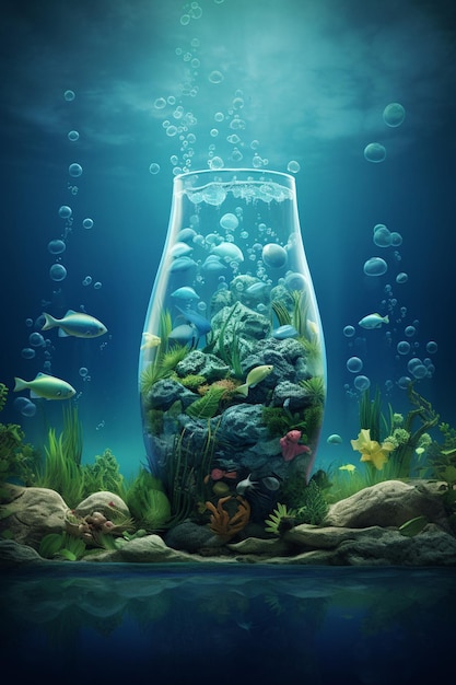 Affiche 3D sur le recyclage de l'eau propre