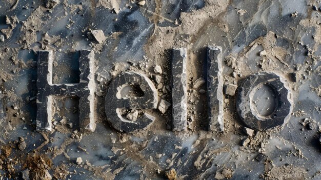 Photo une affiche d'art conceptuel de granite stone hello