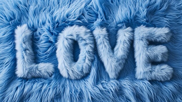 Affiche d'art horizontal créatif de concept Blue Fur Love